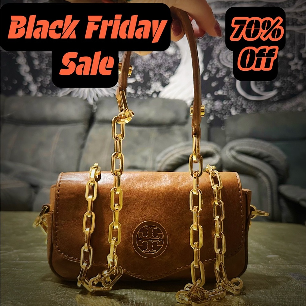 Vintage Tory Burch Tan Leather Mini Bag with Gold Chain - Picture 13 of 13